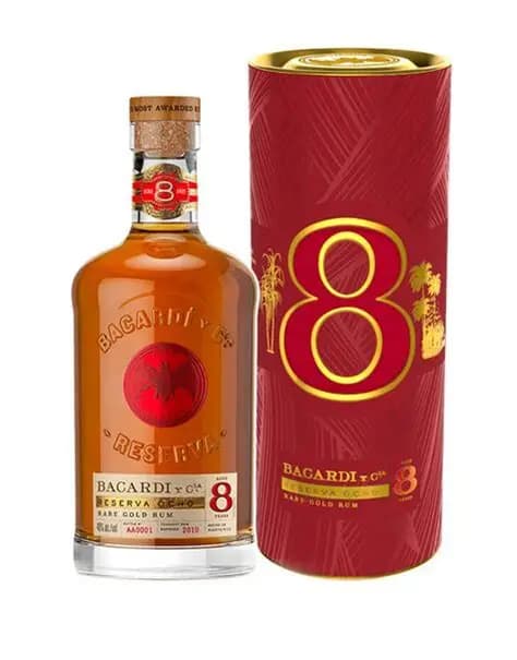Bacardi Gold 8Y Rsv Gift Set 750ML