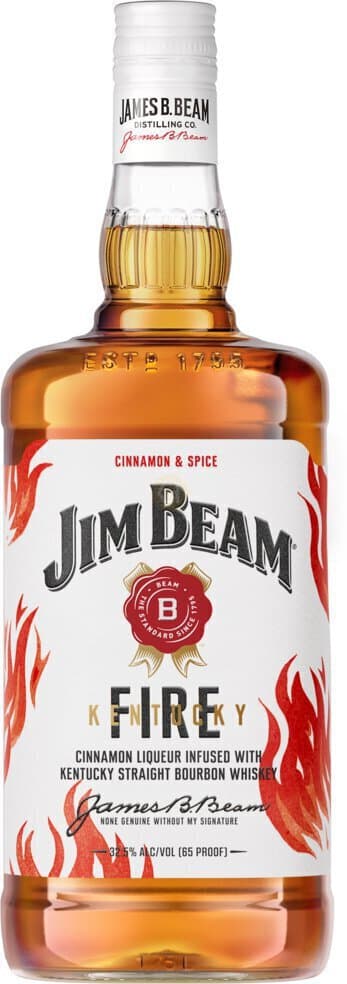 Jim Beam Fire Bourbon Whiskey Glass Bottle 750ML